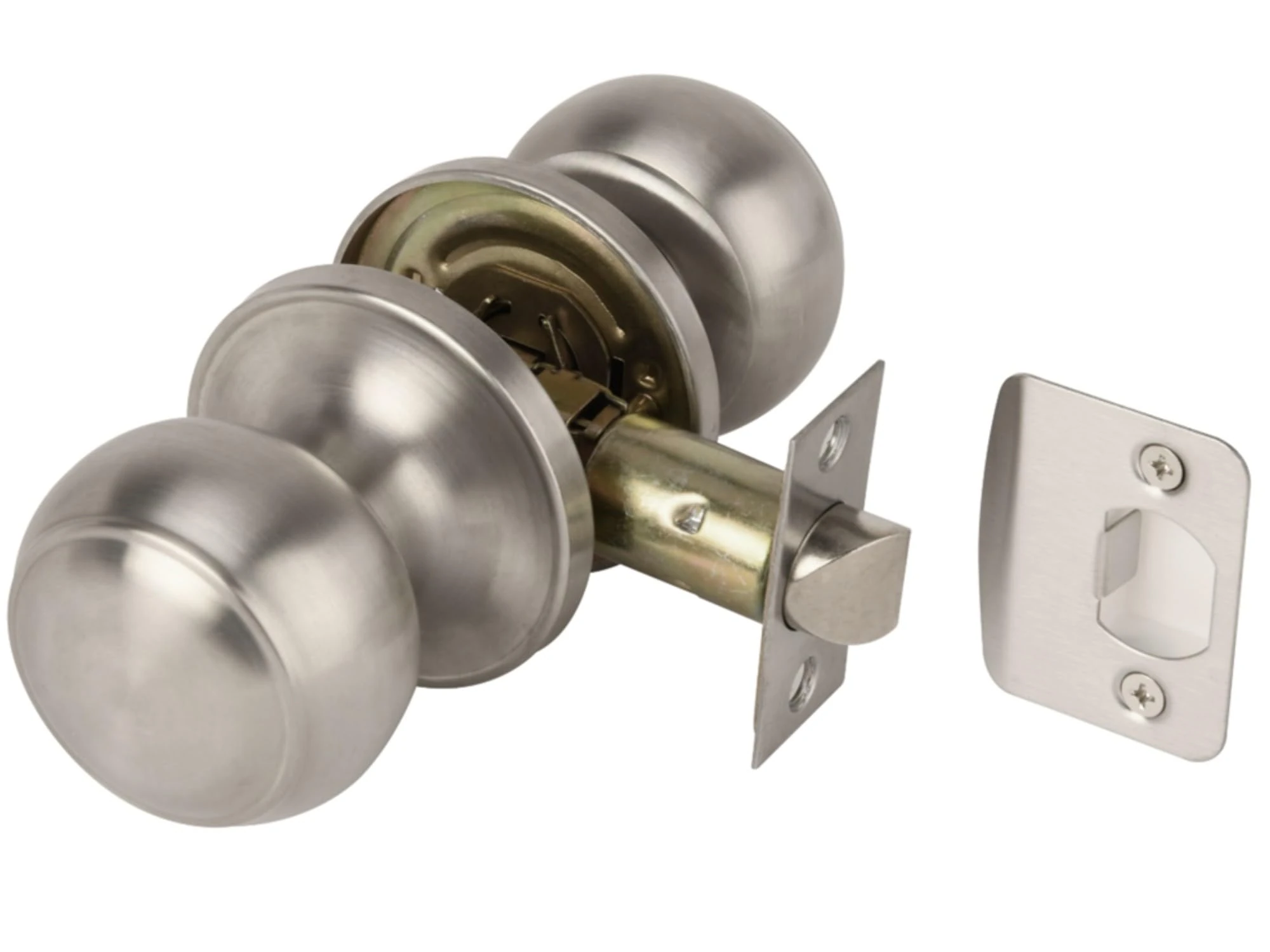 Hunta HANDLEZONE® Riva Passage Knobset, Non-Locking Interior Door Knobset, Adjustable 60-70mm Latch, 1 Set – Satin Stainless Steel