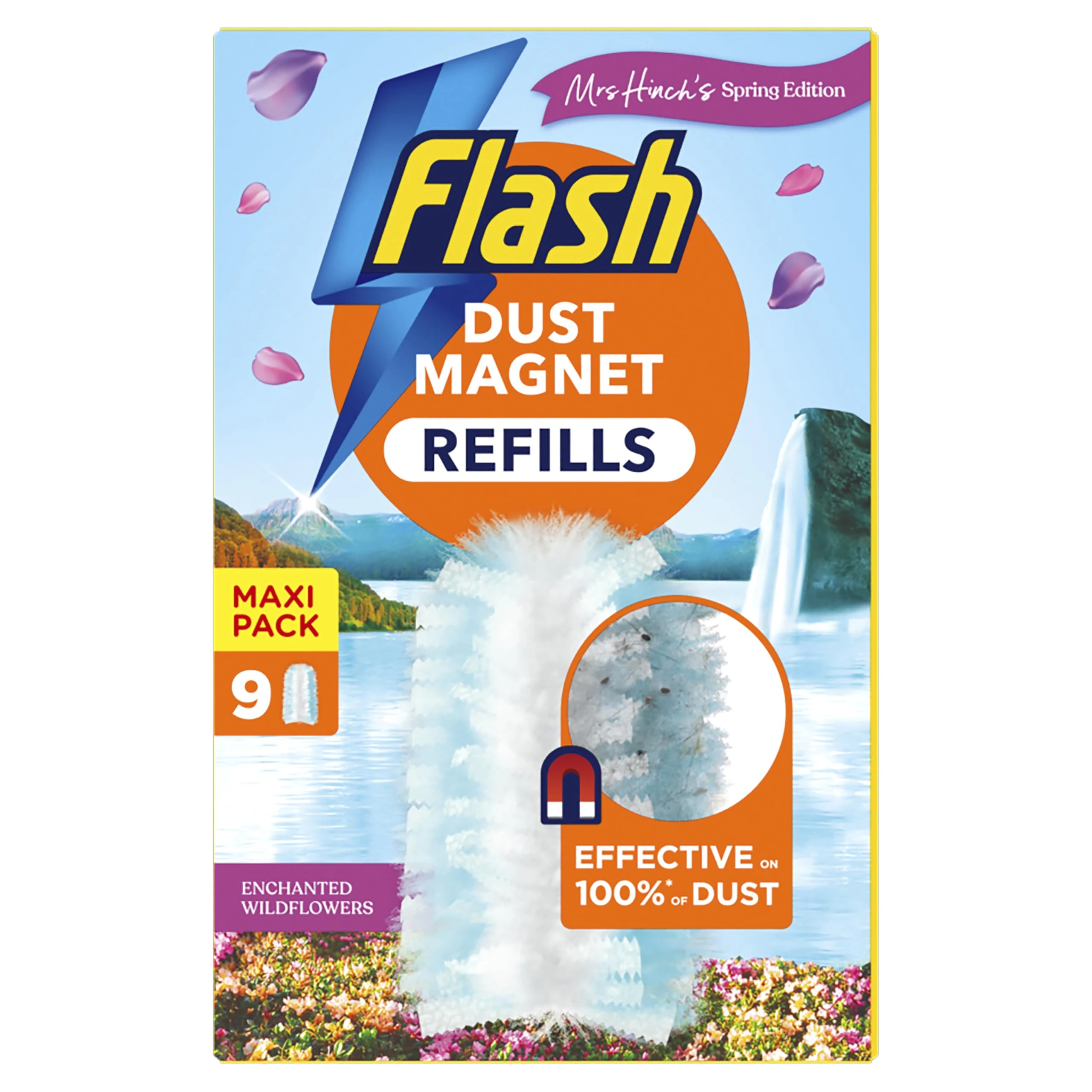 Flash Dust Magnet Mrs Hinch's Enchanted Wildflowers Duster Scented Refills 9ct, Traps & Locks Up Dirt & Hair In No Time