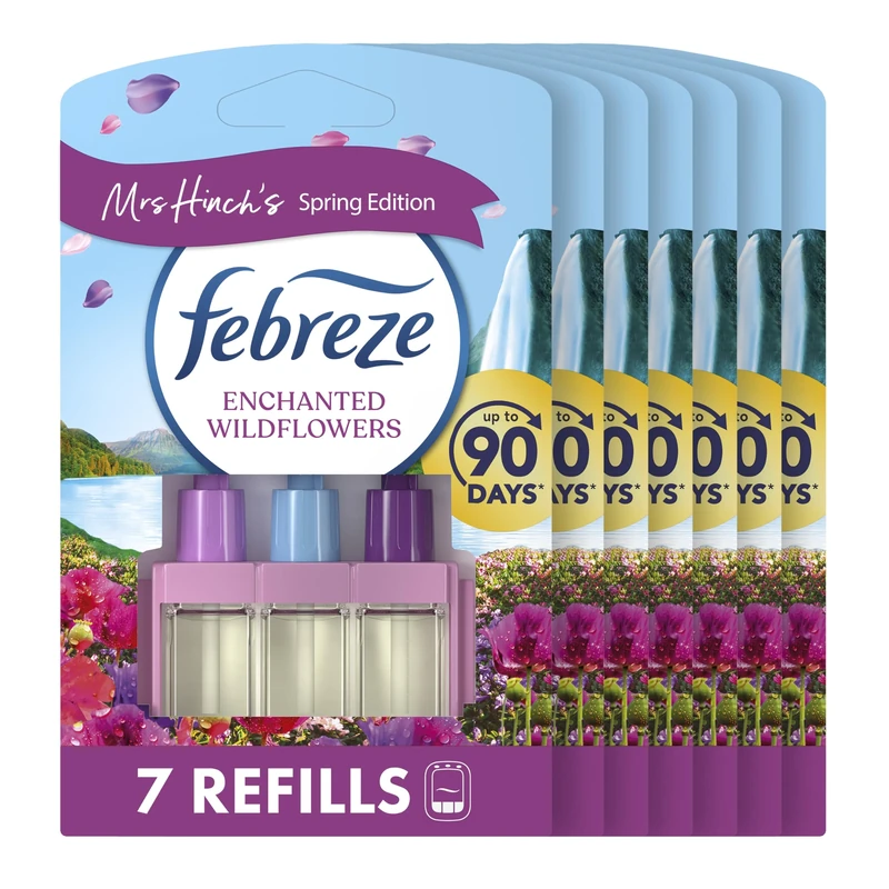 Febreze 3Volution Plug-In Refill, Enchanted Wildflowers, 7 Pack (20ml x 7) – Odour Fighter