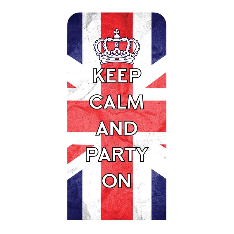 Star Cutouts SC4622 Keep Calm & Party On Union Jack Sailboard Backdrop 191cm – British Theme Party Decoration & Event Display