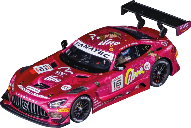 Carrera Evolution 20027818 Mercedes-AMG GT3 Evo Unoracing Team Landgraf, No.16 24H Spa 2024 I 1:32 Scale Slot Car I With Working Front & Rear Lights I Suitable For Ages 8 Years+