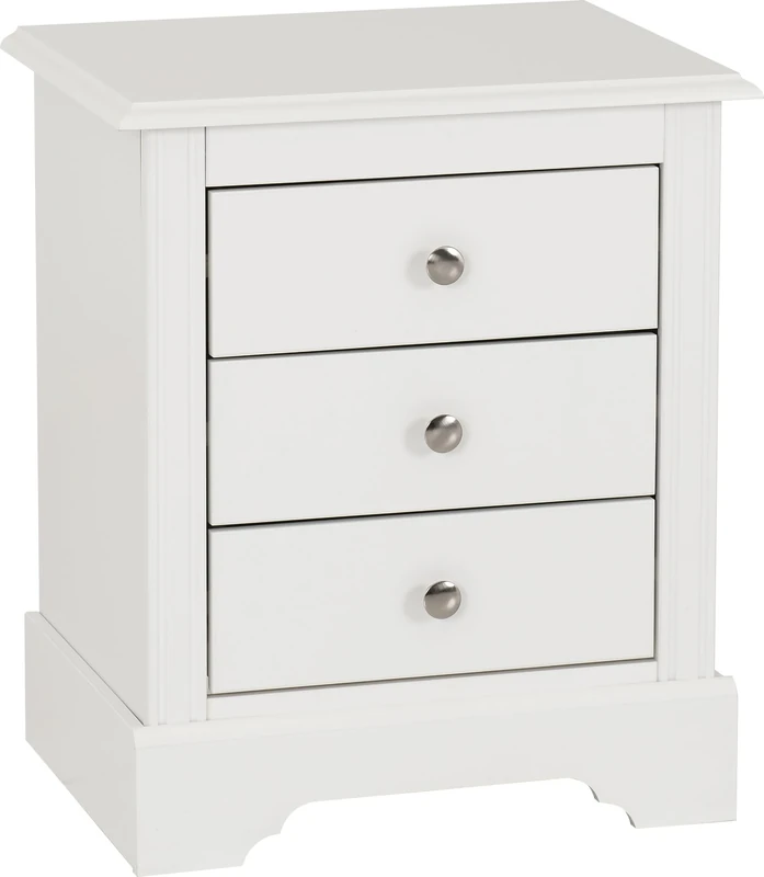 Seconique Stratford 3 Drawer Bedside in White