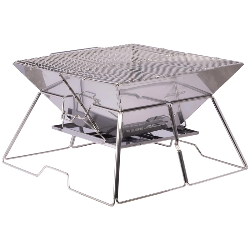 Vango Ranger BBQ Portable Collapsible Campfire Pit Camping Grill Stainless Steel Barbecue for Camping, Picnic, Garden, Beach with Carry Bag