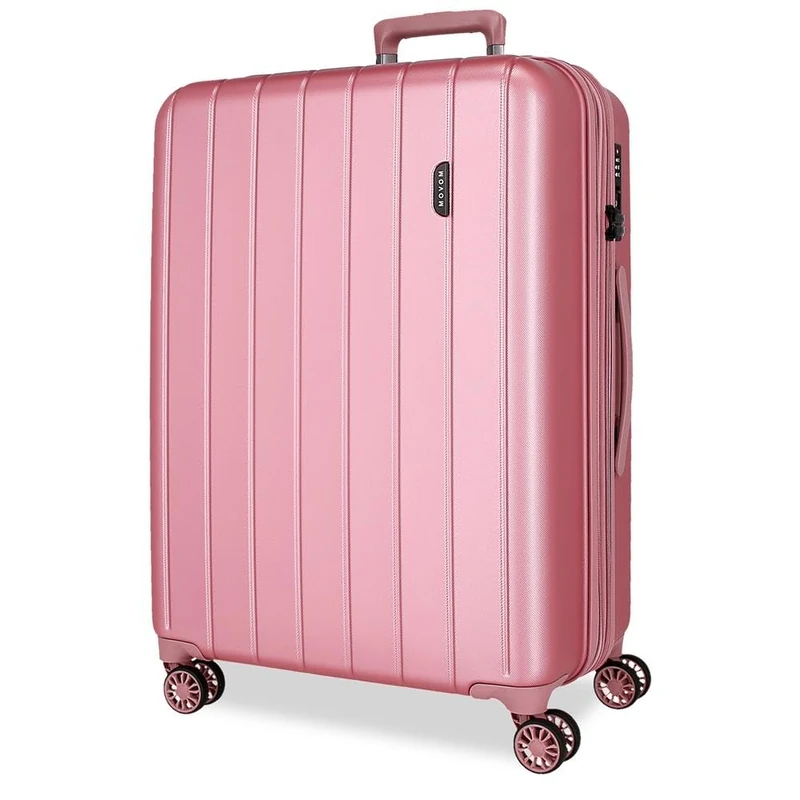 Movom Wood Medium Suitcase Pink 48 x 68 x 27 cm Rigid 3.8 kg TSA Closure ABS 3.8 kg 72L Extendable, Pink, One Size, Medium Suitcase