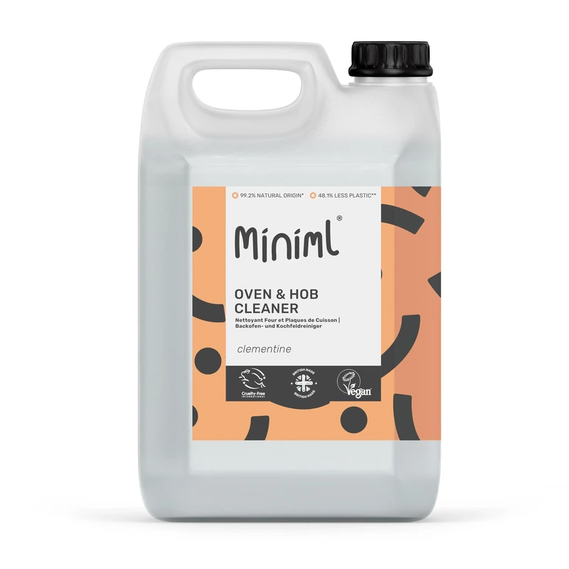 Miniml Oven & Hob Cleaner, 5L Refill - Clementine Citrus Scent, Powerful Grease & Grime Remover, Solvent-Free, Cruelty-Free, Vegan, Natural & Plant-Based, Quick Dry Cleaning Formula Bulk Buy