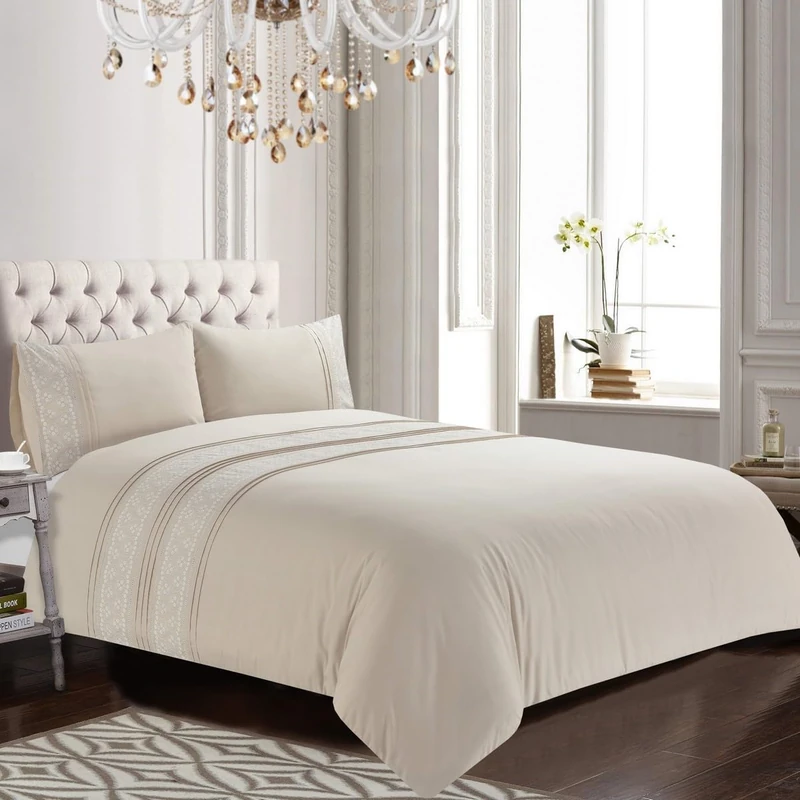 Kampala Hill Embroidered Duvet Cover Set Bedding Set Natural Lottie