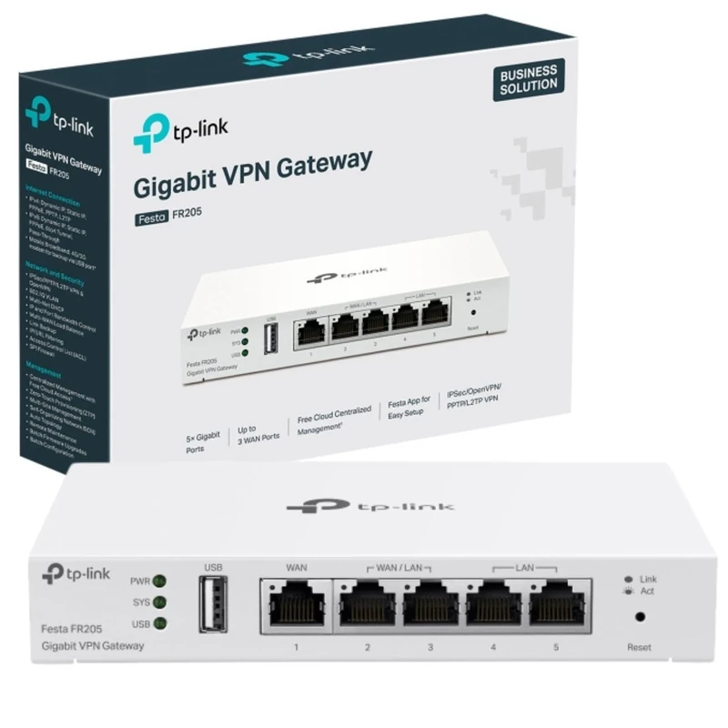 TP-Link Festa FR205, Multi-WAN Wired Router, Up to 3 Gigabit WAN Ports and One USB WAN,Self-Organized Network, Free Cloud, Load Balance, OpenVPN, IPSec, PPTP, L2TP VPN, Does Not Work