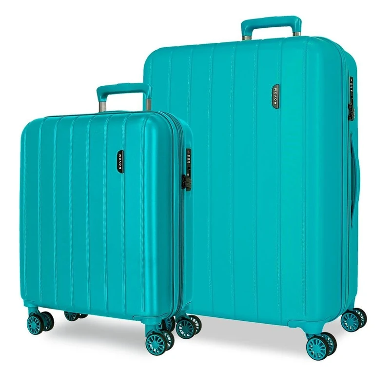 Movom Wood Suitcase Set Blue 55/68 cm Rigid 6.6 kg TSA Lock ABS 6.6 kg 109L Extendable Hand Luggage, Blue, One Size, Suitcase Set