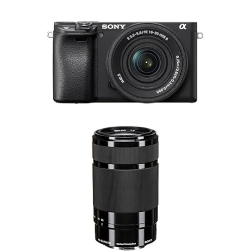 Sony α6400 E-mount compact mirrorless camera with 16-50mm Lens (APS-C Sensor, fast Auto Focus, Real-time Eye AF and Real-time Tracking, 4K HDR movie-shooting) + Sony 55-210 mm F4.5-6.3 Zoom Lens