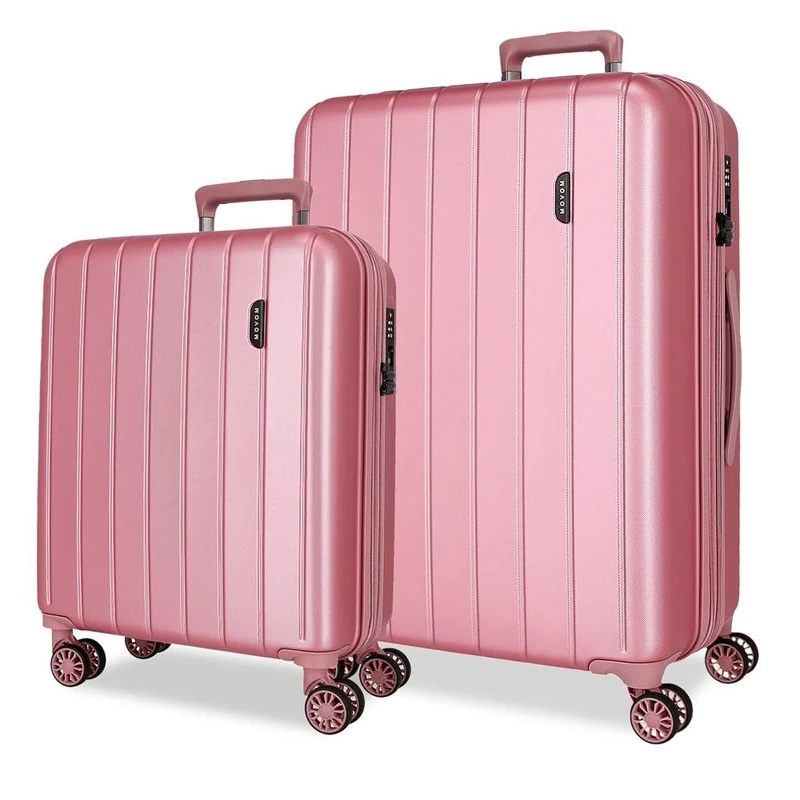 Movom Wood Suitcase Set Pink 55/68 cm Rigid 6.6 kg TSA Lock ABS 6.6 kg 109L Extendable Hand Luggage, Pink, One Size, Suitcase Set
