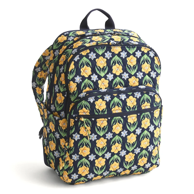 Vera Bradley Premium Cotton Large Bancroft Backpack, Daffodils, Daffodils