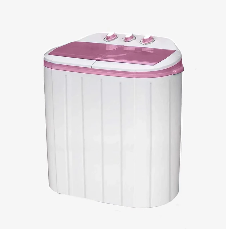 Portable Twin Tub Washing Machine and Dryer 5 KG (3 KG Wash 2 KG Dryer) Electric Mini Washer RV Travel Camping Spin Cycle Dryer Combo Pink/White New