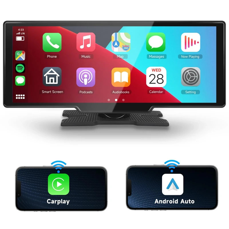 Portable Wireless Carplay Screen for Car Android Auto Screen, 10.26" IPS Car Stereo Wireless Car Play Screen to Any Car,Voice Control,1600 * 600P,Bluetooth,FM,Mirror Link,GPS Navigation