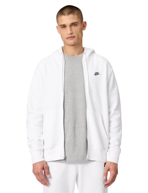 Nike Club Men's Fleece Full Zip Hoodie FN3861 White/Black