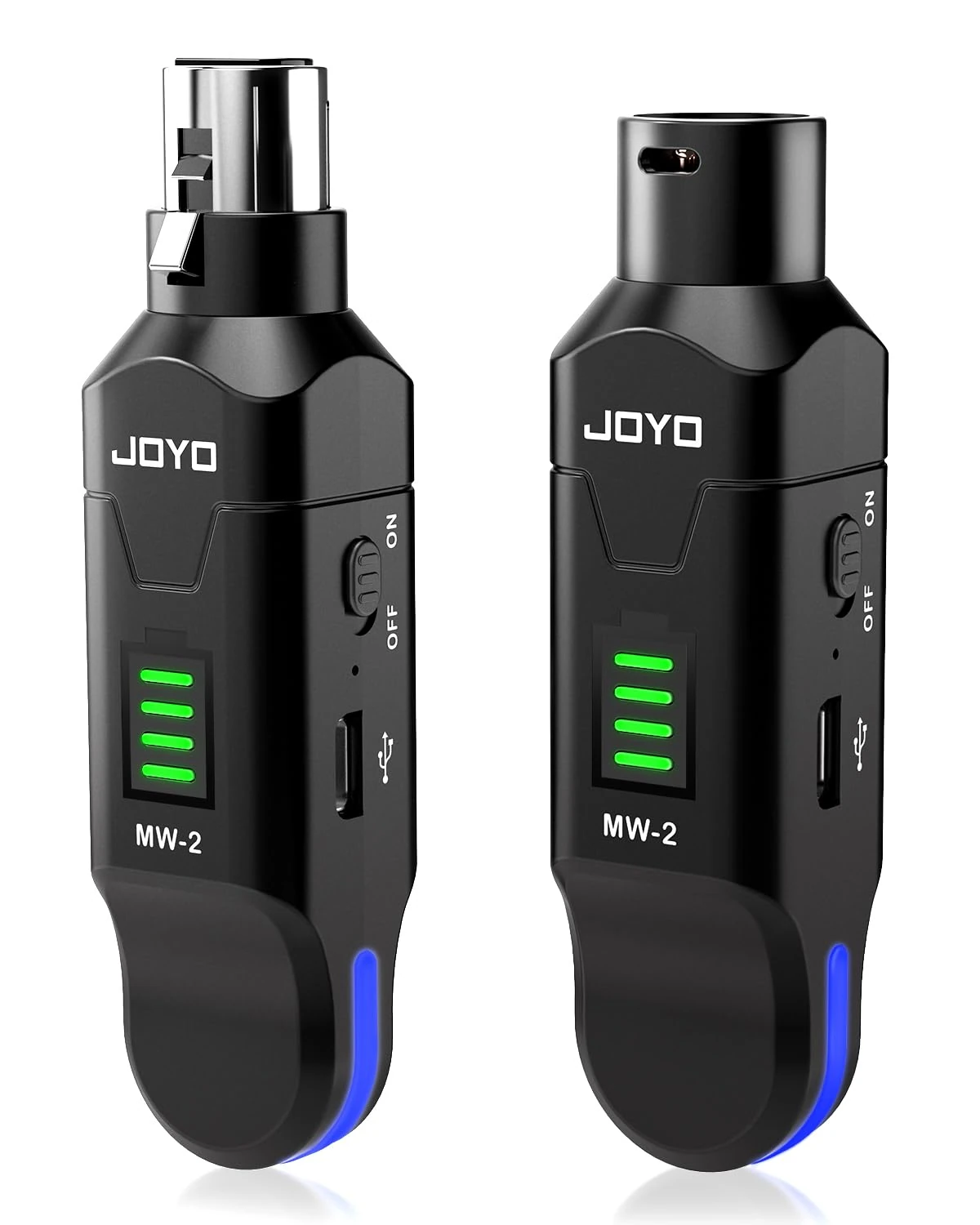 JOYO 2.4GHz Wireless Microphone System 4-Channel XLR Transmitter & Receiver Dynamic/Phantom-Powered Condenser Mics Adapter for PA Systems, Live Sound, Audio Mixer, Church, Studio (MW-2)