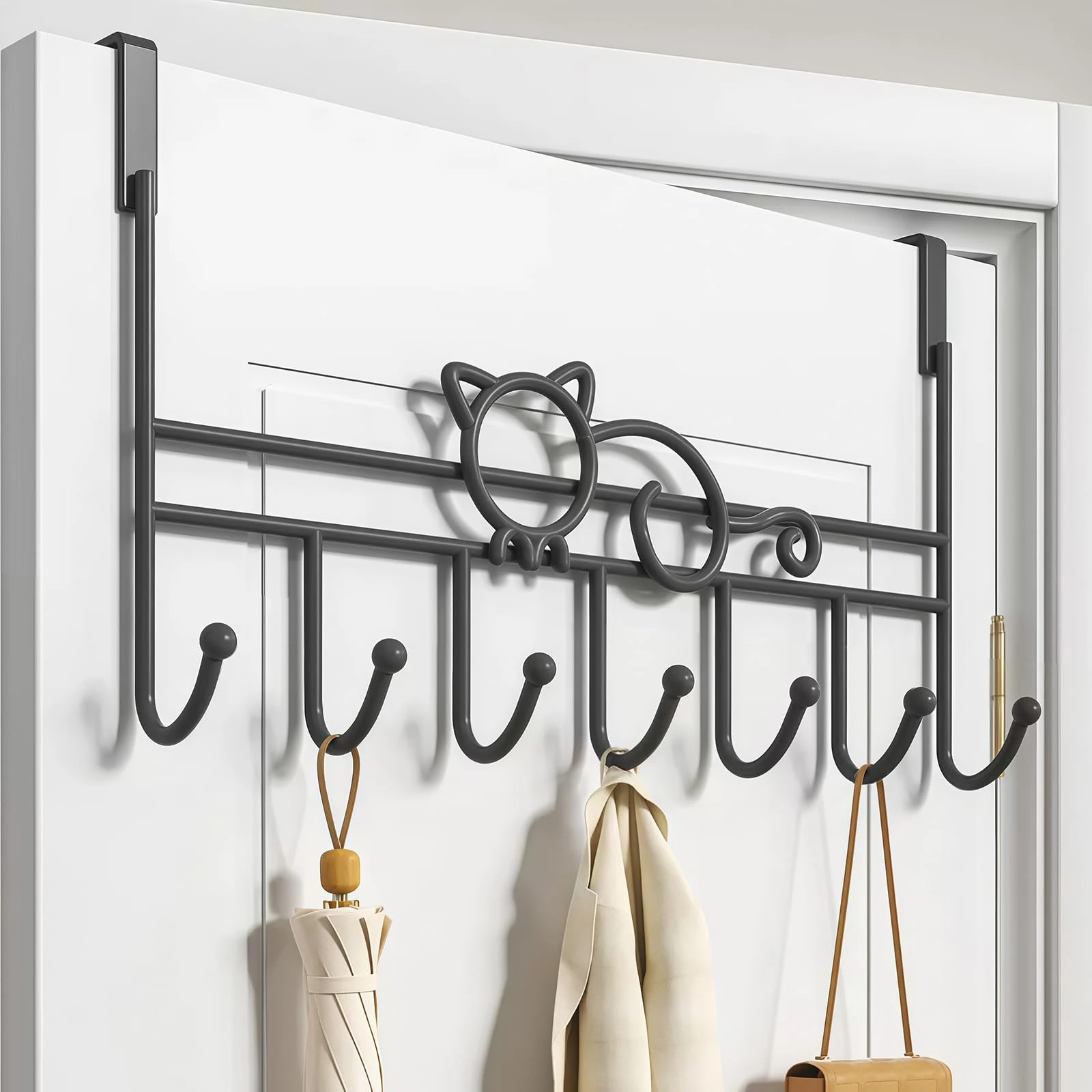 WBDXWB Over The Door Hook, Over Door Hanger for Coat, Towel, Bag, Robe (1 Pack, Black)