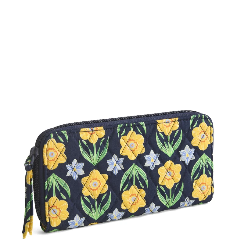 Vera Bradley Women's Premium Cotton Continental Wallet, Daffodils, One Size