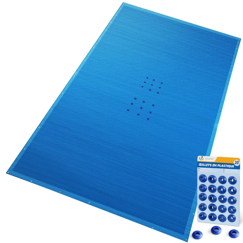 VOUNOT Rectangular Pool Tarpaulin 6 x 12 m, PE Protective Cover 160 g/m², Anti-UV Pool Cover with Eyelets Every 100 cm, Navy Blue