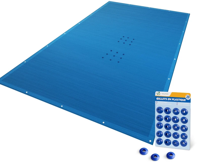 VOUNOT Rectangular Pool Tarpaulin 4 x 7 m, PE Protective Cover 160 g/m², Anti-UV Pool Cover with Eyelets Every 100 cm, Navy Blue