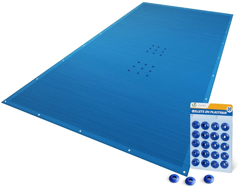 VOUNOT Rectangular Pool Tarpaulin 4 x 8 m, PE Protective Cover 160 g/m², Anti-UV Pool Cover with Eyelets Every 100 cm, Navy Blue