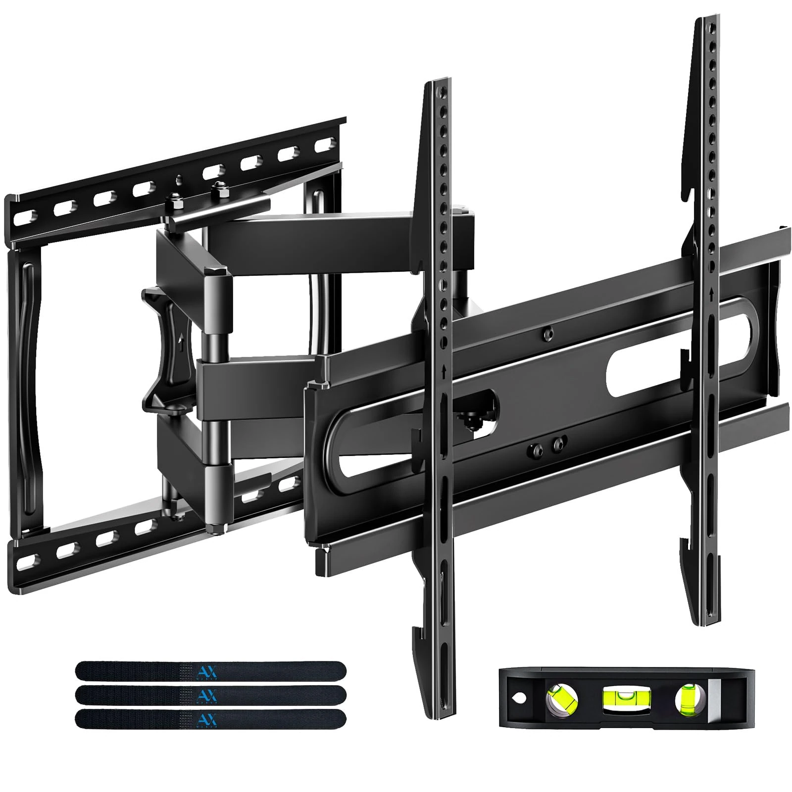 TV Wall Bracket Mount for 32-65 Inch TV Full Motion Dual Articulating Arm with Swivel & Tilt, Max VESA 400x400mm，Fits 203.2-406.4mm Studs, Supports 45kg for Flat & Curved Screens AX02MB01