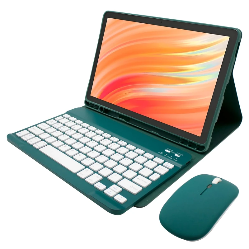 HLTOOP Keyboard Case for Amazon Kindle Fire HD 10 & 10 Plus (13th/11th Generation, 2023/2021), Detachable Bluetooth Keyboard, Pencil Holder,Deep Green