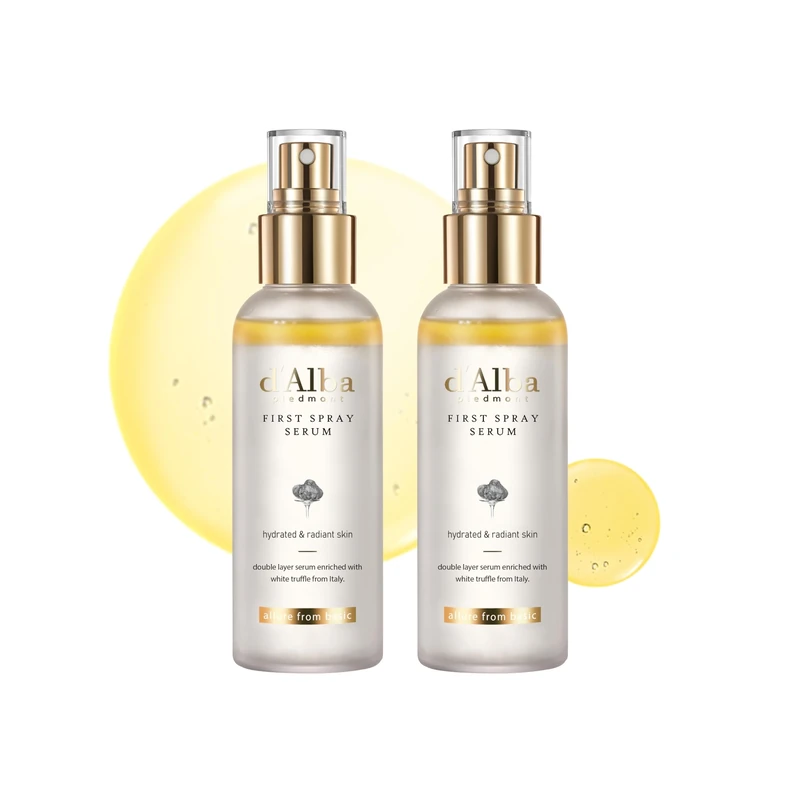 [2 Bottles] d'Alba Italian White Truffle First Spray Serum, Vegan Skin Care, Hydrating Face Moisturizer, Glow Serum for Radiant Skin, Non Comedogenic, All In One Mist