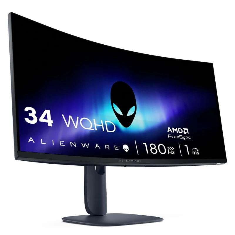 Alienware 34 Gaming Monitor - AW3425DWM, WQHD (3440x1440), 21:9 1500R Curved, 180Hz, VA, 1ms, AMD FreeSync Premium, VESA AdaptiveSync, 95% DCI-P3, HDR400, DisplayPort, 2 HDMI, 3 USB, 3 Year Warranty
