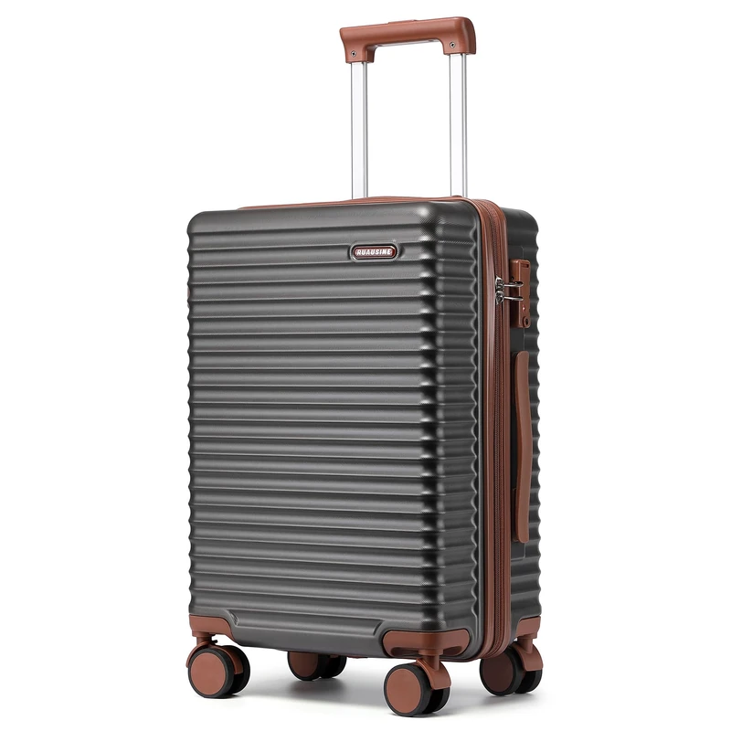 Ruausine 20-Inch Carry on Luggage, 55x40x20cm Cabin Suitcase with 4 Spinner Wheels & TSA Lock, Hardshell Lightweight Travel Suitcase, Small Rolling Luggage (Grey, 20 Inch)