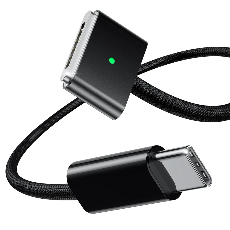 Stouchi USB-C to Magnetic 3 Cable 2M 140W Magnetic Charging Cord Compatible with 2024 MacBook Pro 14"/16" M4, 2025 MacBook Air 13"/15"M4,MacBook Air Charger Cable for Fast Charging & Secure Fit-Black