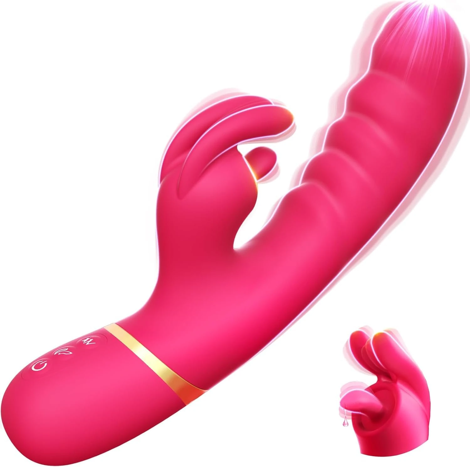 Rabbit Vibrator for Women Sex Toys, Extended High-Frequency Ears & Licking Tongue for Clitoral Stimulation Vibrators, Layered Enlarging Shaft for G-Spot, 12 Modes Adult Couples Vibabrator, SAMCHEON 8P