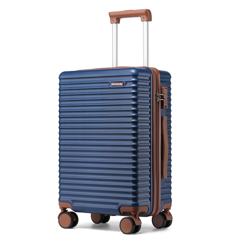 Ruausine 20-Inch Carry on Luggage, 55x40x20cm Cabin Suitcase with 4 Spinner Wheels & TSA Lock, Hardshell Lightweight Travel Suitcase, Small Rolling Luggage(Blue, 20 Inch) - Image 1