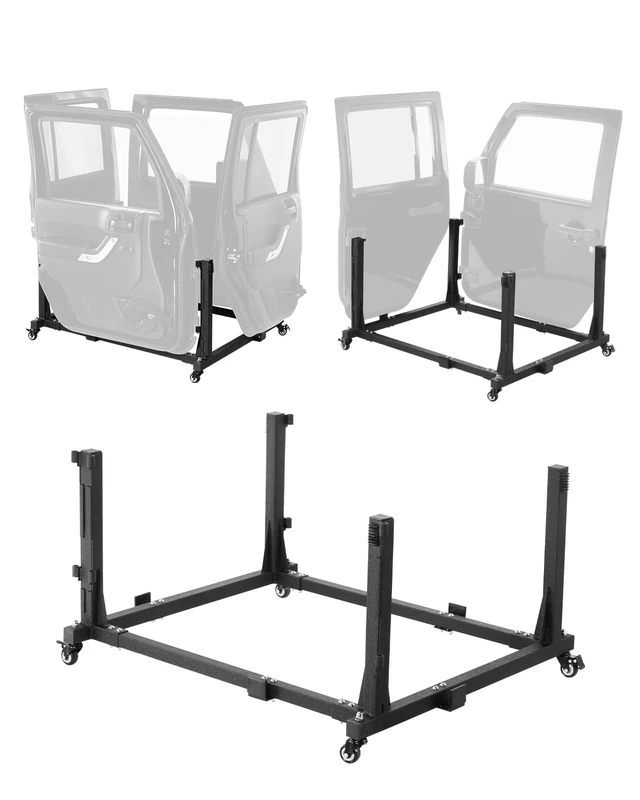 VEVOR Jeep Door Storage Cart, 4 Doors Moveable Storage Cart Rack with Thickened Rubber Cushion, Sturdy Car Door Holder Cart Fit for Jeep Wrangler JK JL/Gladiator JT 2007-2023 JK JL/Gladiator JT