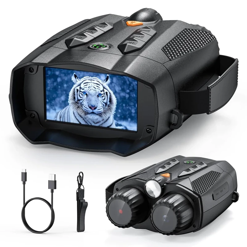 Infrared Digital Night Vision Binoculars 800M Nights Range 10 X Digital Zoom Night Vision IR Goggles 3inch IPS Screen for Saving Camping Photos and Videos