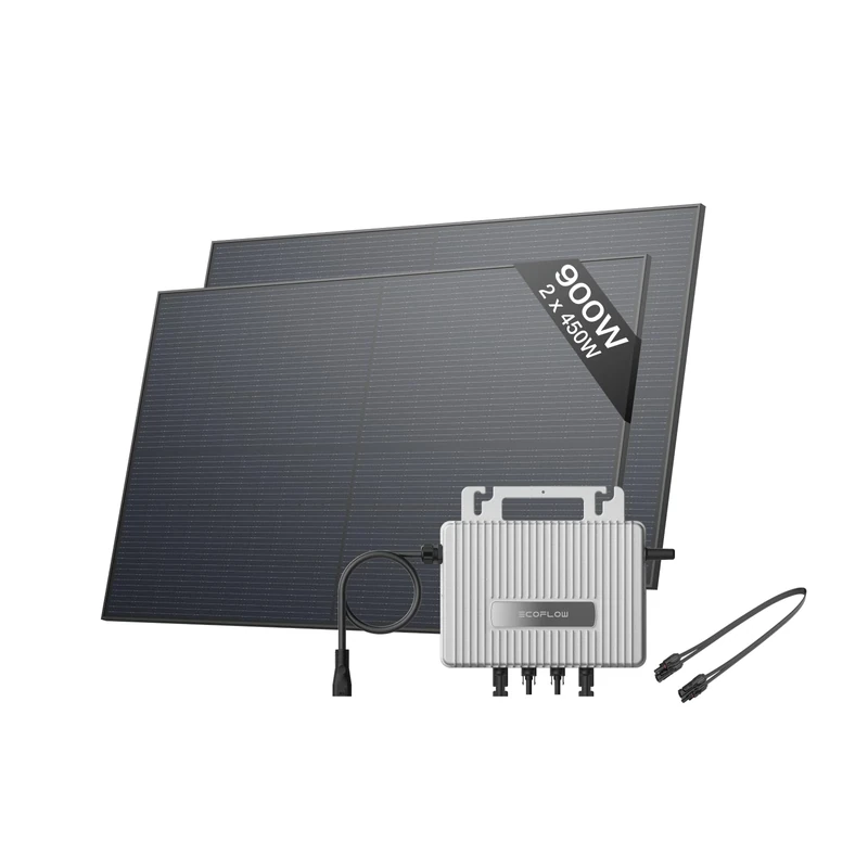ECOFLOW STREAM Balcony Solar System, 800W Micro Inverter, 2 × 450W PV Solar Panels, Smart Grid-Feed Inverter with Wi-Fi & App Control for Balcony, Garden, Roof & Vertical Walls