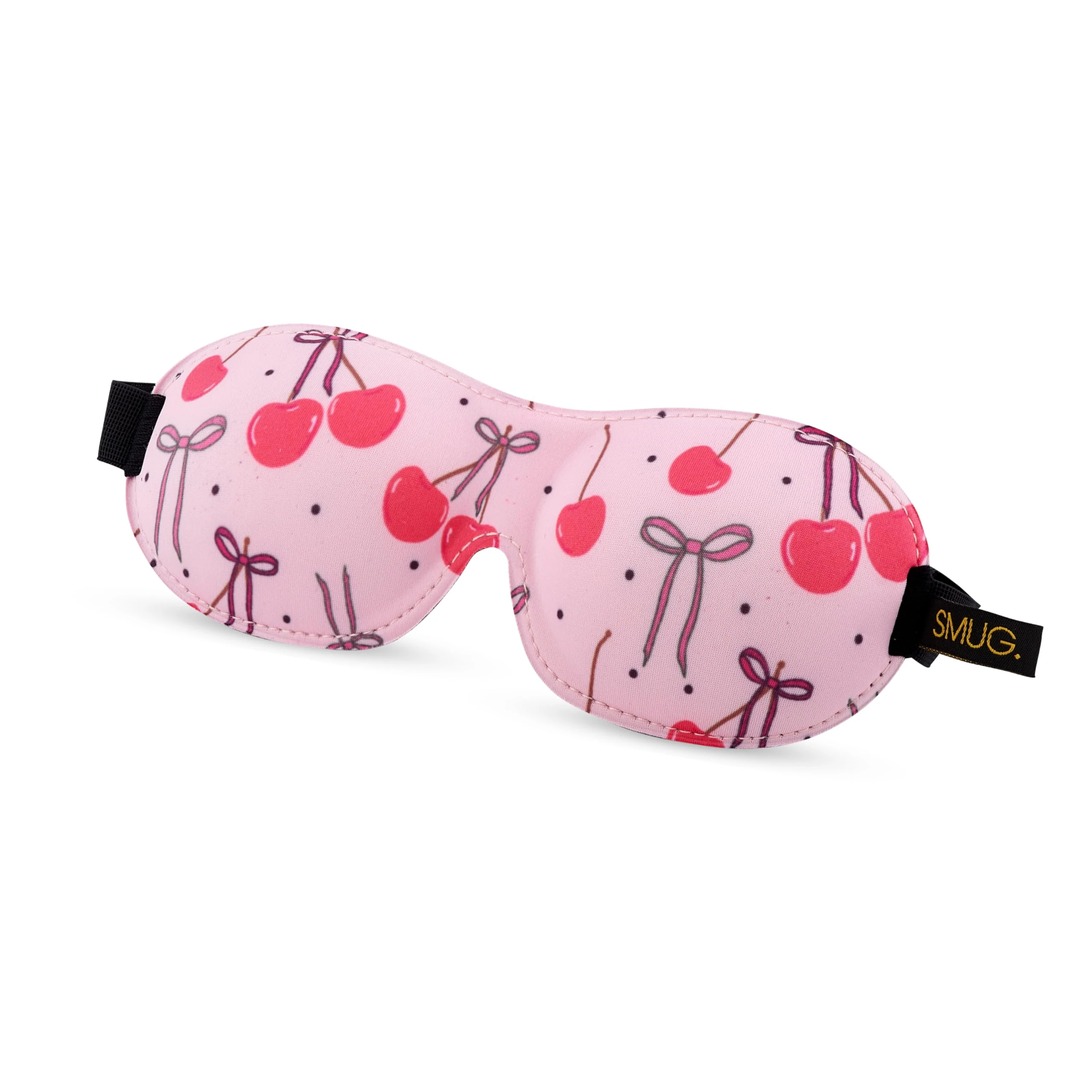 SMUG 100% Blackout Sleep & Eye Mask | Eyelash Extension Friendly | Eye Masks for Sleeping | Sleep Masks for Women & Men | Straps for Dream Comfort & Adjustability | Pink Cherries