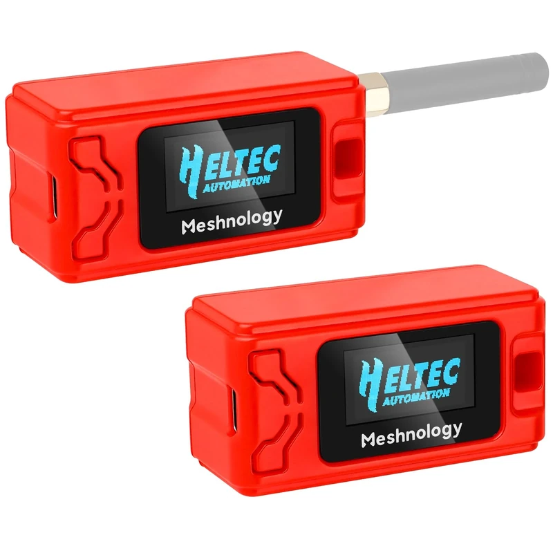 Meshnology 2 Pack Case for ESP32 LoRa V3 Module Board Device Antenna OLED Protection Case with Type C and Copper Tube Antenna Interface (N30 Version, Red)