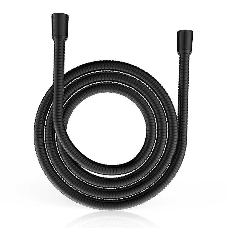 MEKO Shower Hose 1.8m, Stainless Steel Leakproof Shower Hoses，Replacement 9mm (Outer)/6mm(Inner) Large Bore Universal Standard G1/2" High Pressure Resistance, Anti-Explosion and Anti-Kink Hose (Black)