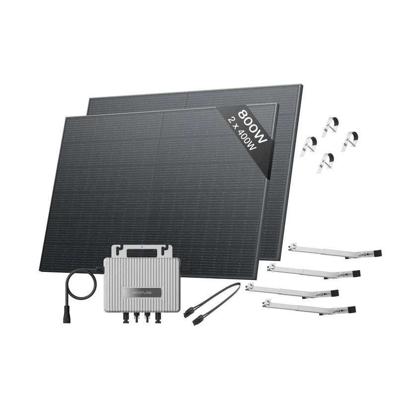 ECOFLOW STREAM Balcony Solar System, 800W Micro Inverter, 2 × 400W PV Solar Panels with 2*Bracket-Lattice Balcony, Smart Grid-Feed Inverter with Wi-Fi & App Control for any Balcony