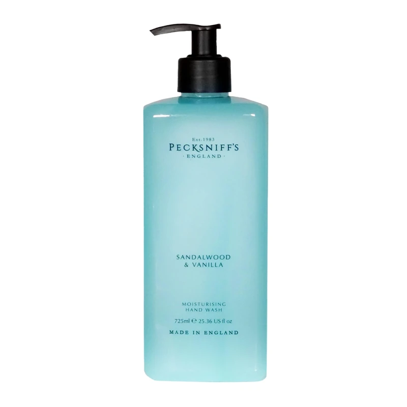 Pecksniff's Hand Wash - Liquid Hand Soap for Soft Skin, Natural, Revitalising, Hydrates and Moisturises, Handcrafted in England, Cruelty Free, Gift of Luxury (Sandalwood & Vanilla) (725ml)