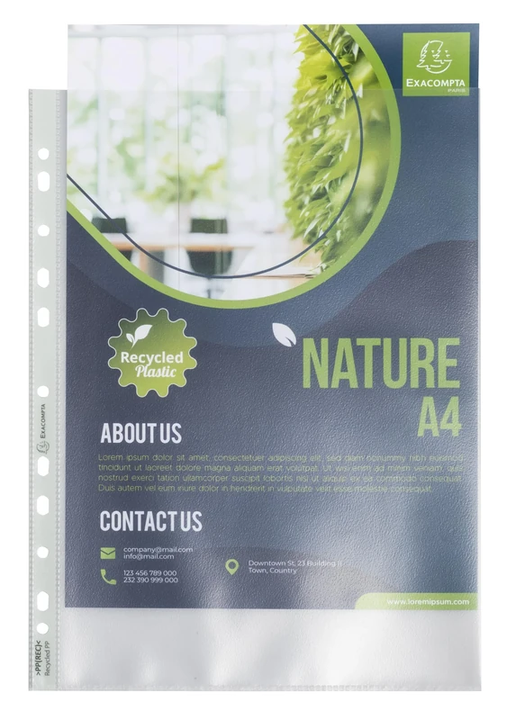 Exacompta - Ref 5330E - Box of 500 A4 Forever Punched Pockets - Made of Recycled Grained Polypropylene - Thickness 9/100th - Dimensions: 23 x 30.5 cm - Translucent Crystal