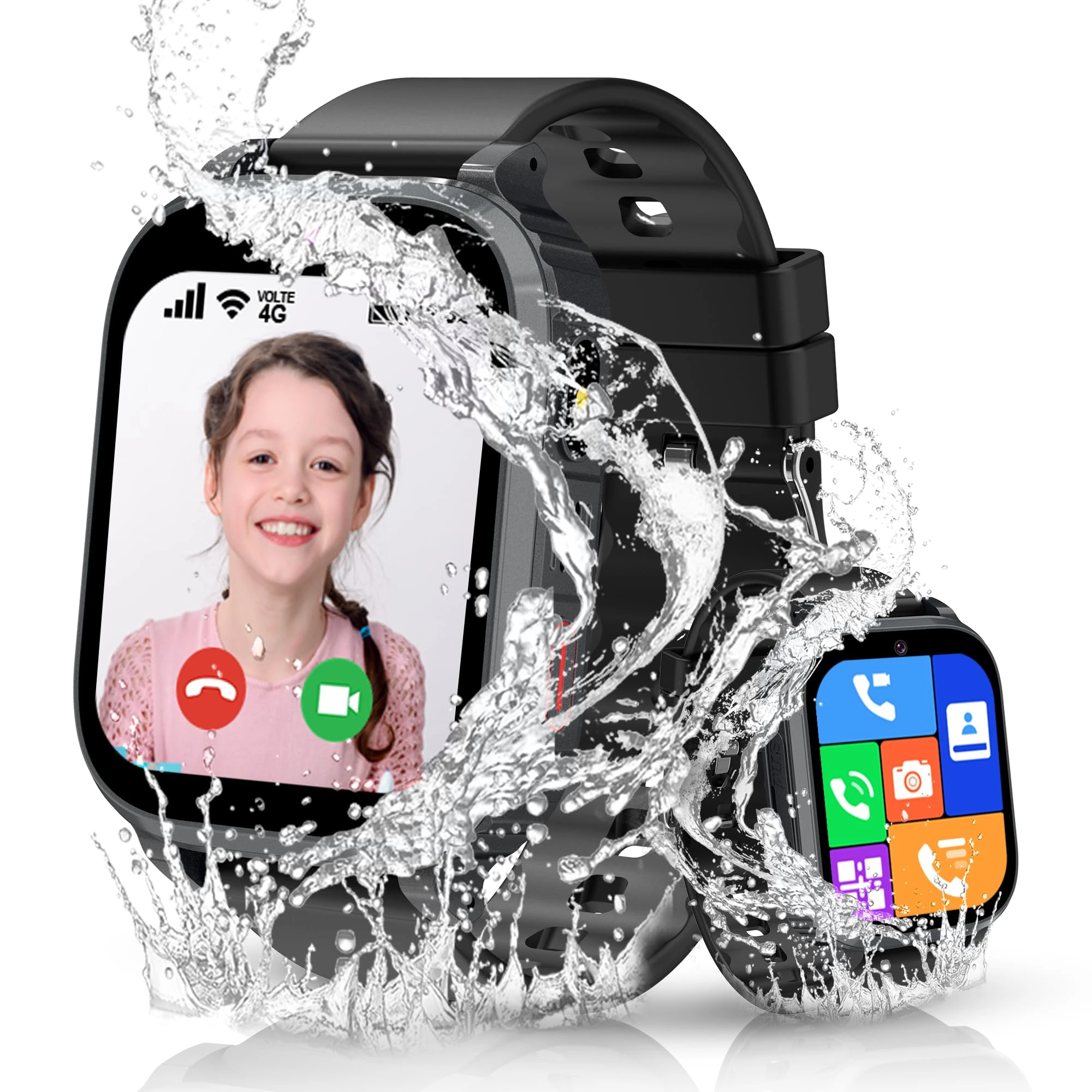 4G Kids Smart Watch, Smart Watch for Kids GPS Tracker Phone Boys Girls with Video Call SOS Game Voice Chat IP68 Waterproof School Mode Toys Birthday Gifts