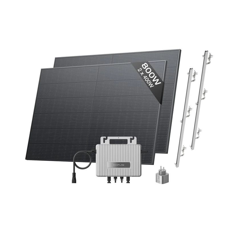 ECOFLOW STREAM Balcony Solar System, 800W Micro Inverter, 2 × 400W PV Solar Panels with 2*Bracket-Pitched Roof, Smart Grid-Feed Inverter with Wi-Fi & App Control for Pitched Roofs