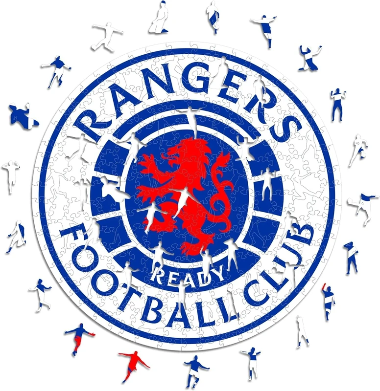Iconic Puzzles - Glasgow Rangers FC Crest, Wooden Puzzle officially licensed, 100% sustainable, size L, 500 Pcs
