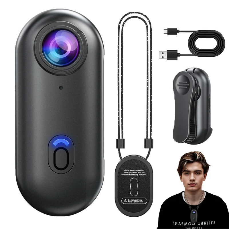 Gosnap - Go Snap Camera-4k Thumb Action Camera, Wearable Mini Gosnap Body Camera with 360° Rotation Spring Clip, Hands-Free POV Recording for Bike Cycling, Pet, Vlogging, Underwater (Black-1080)