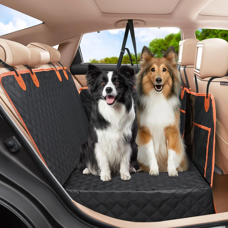 Dog Car Seat Cover with Hard Bottom, [Wider Size & Metal Cilp] Back Seat Extender for Dog, Waterproof Dog Hammock for Car Back Seat, Car Seat Protector Universal for All Cars, SUVs, Trunks