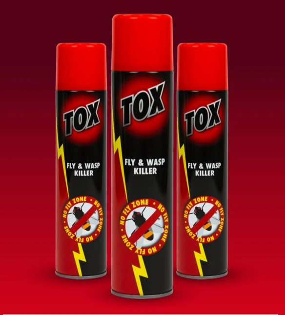 TOX Fly & Wasp Killer, Fly Killer Spray for Flies Wasps Mosquitos & Moths, Fast Acting Pesticide, Pack of 3 (3 x 300ml)