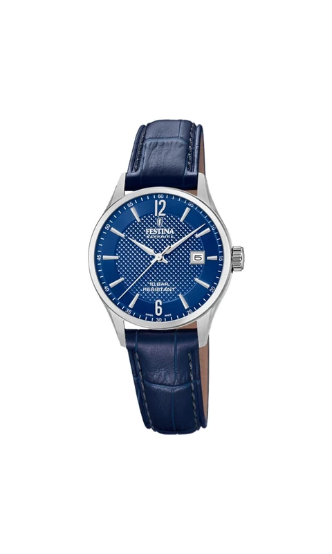 Festina Swiss Made Ladies Steel Watch with Leather Strap F20009/8