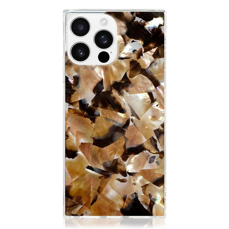 FLAUNT Official Square Protective Case - Compatible with iPhone 16 Pro Max - Compatible with MagSafe & Wireless Charging - Drop-Tested & Shockproof - (Brown Abalone)