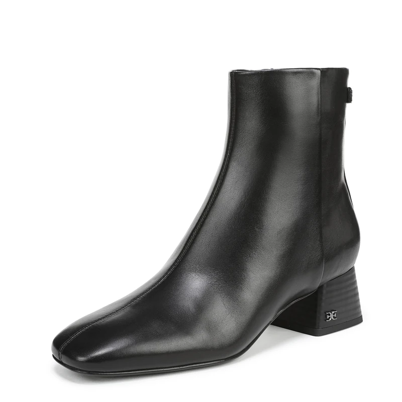 Sam Edelman Women Paige Short Boot - Dress Black Leather 6 Uk Medium Fit